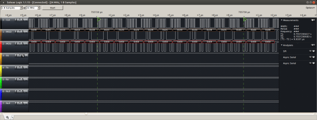 Detail of the burst mode multi-byte SPI transfer capability of the W5200.